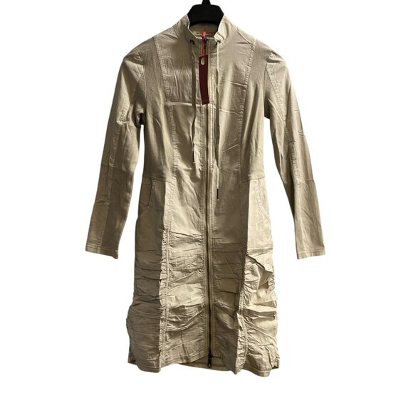 Wearables By XCVI Lenchen Jacket Dress Womens XS Tan Ruched Lagenlook Capsule - Picture 1 of 10